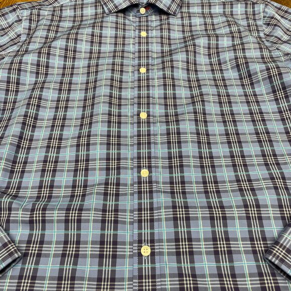 Men's TOMMY HILFIGER Slim Fit Blue Plaid Button-down Dress Shirt-‎ Size L - Picture 9 of 10